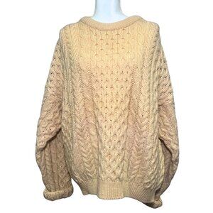 Vintage 80s Marshall Field’s Irish Wool Sweater – Men's L Cream Fisherman Knit